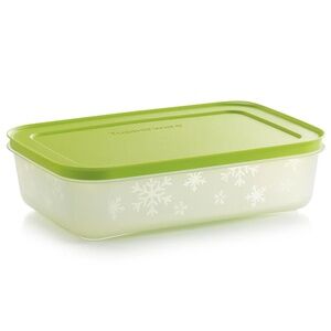 Tupperware Freezer Mates Plus Shallow Medium 4.5 Cup Container Snowflake Green